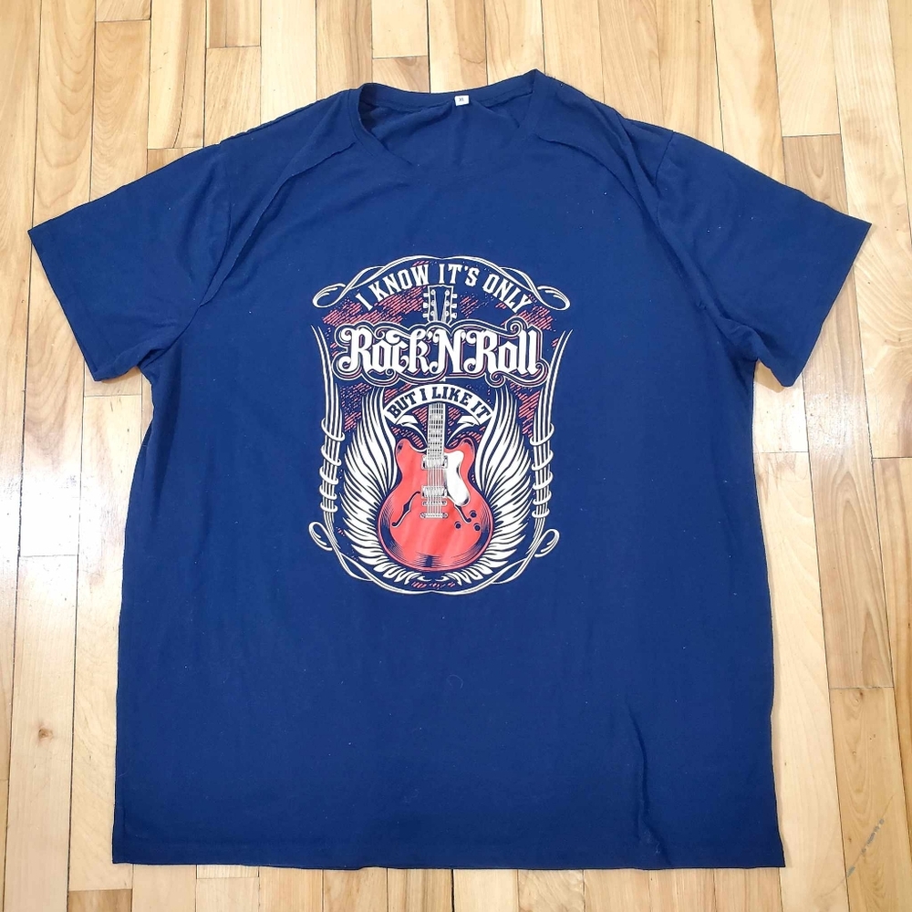T-Shirt Guitar Only Rock N Roll Mens XL